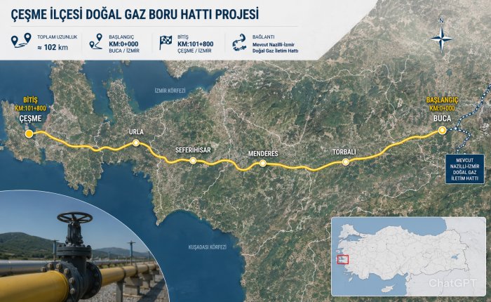 Çeşme’ye Gelecek Doğal Gaz Hattı İçin Acele Kamulaştırma Kararı